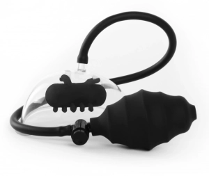 Ouch! Vibrating Pussy Pump Black - wibrująca pompka powiększająca