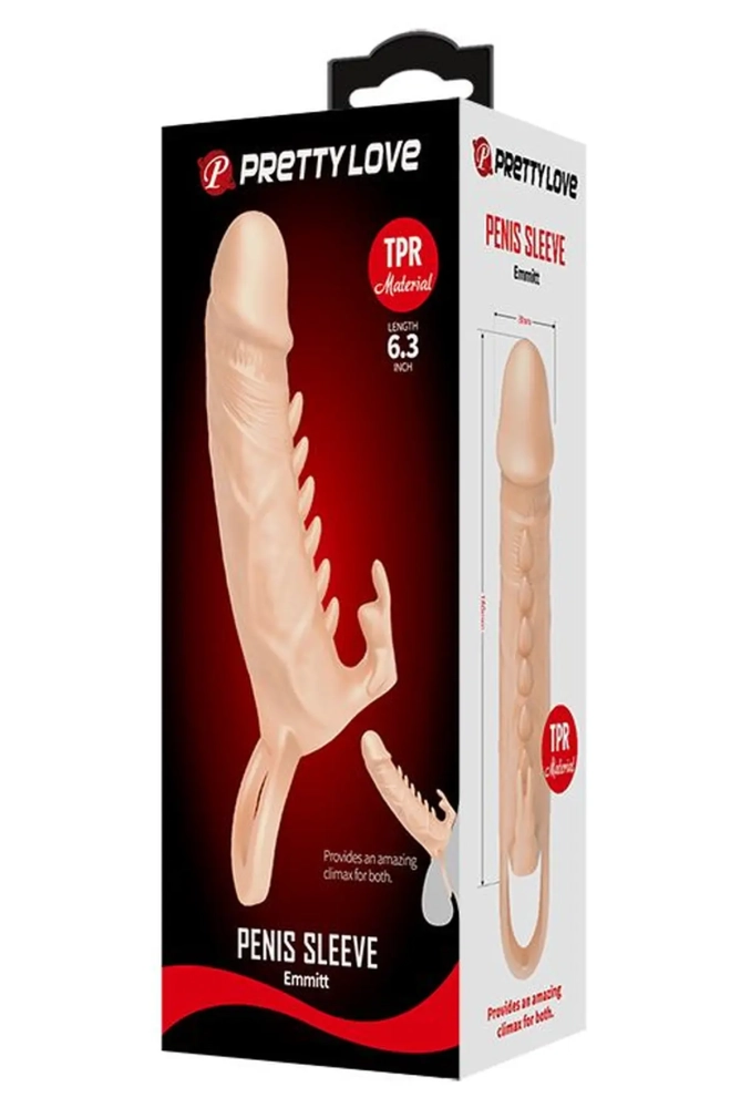 Pretty Love Emmit - przedłużka penisa ze stymulatorem łechtaczki 6.webp