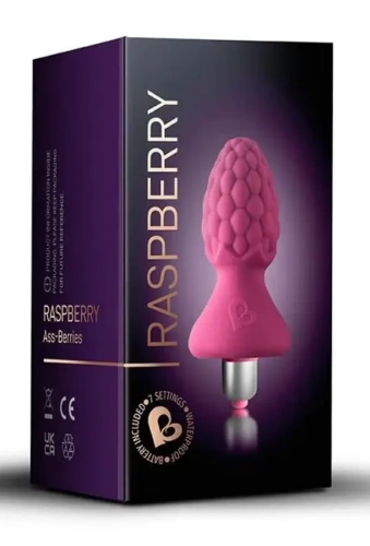Rocks-Off Ass-Berries 7 Raspberry - silikonowy wibrujący korek analny