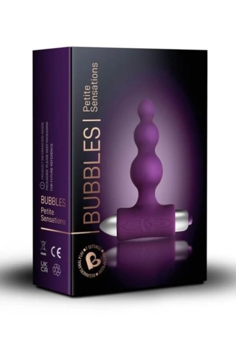 Rocks-Off Petite Sensations Bubbles Purple - silikonowe wibrujące koraliki analne