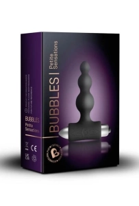 Rocks-Off Petite Sensations Bubbles Black - silikonowe wibrujące koraliki analne