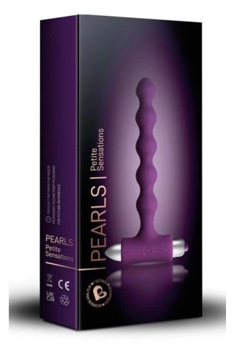 Rocks-Off Petite Sensations Pearls Purple - silikonowe wibrujące koraliki analne
