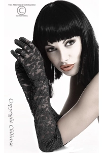 Chilirose Gloria Lace Gloves Black - długie koronkowe rękawiczki