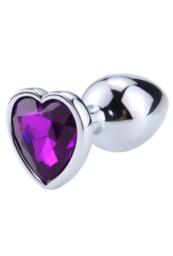Afterdark Heart Butt Plug Purple S - metalowy korek analny z kryształkiem "Serduszko" fioletowe