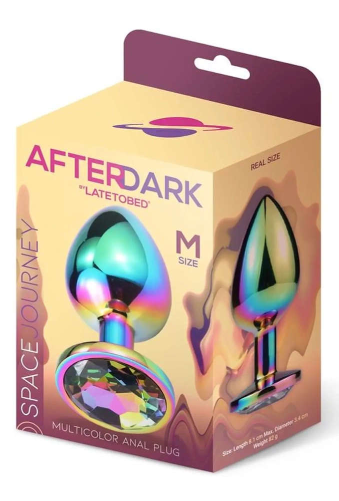 Afterdark Multicolor Butt Plug M - metalowy korek analny z kryształkiem 2.webp