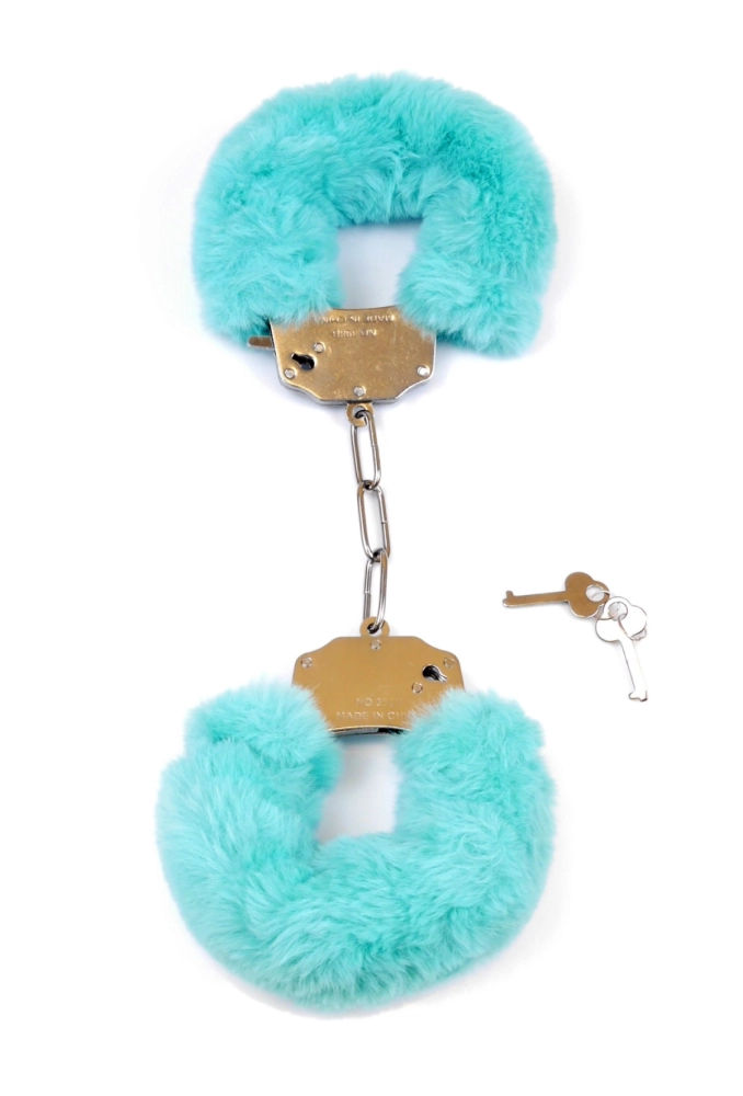 Furry Cuffs Blue - kajdanki z niebieskim futerkiem 2.webp