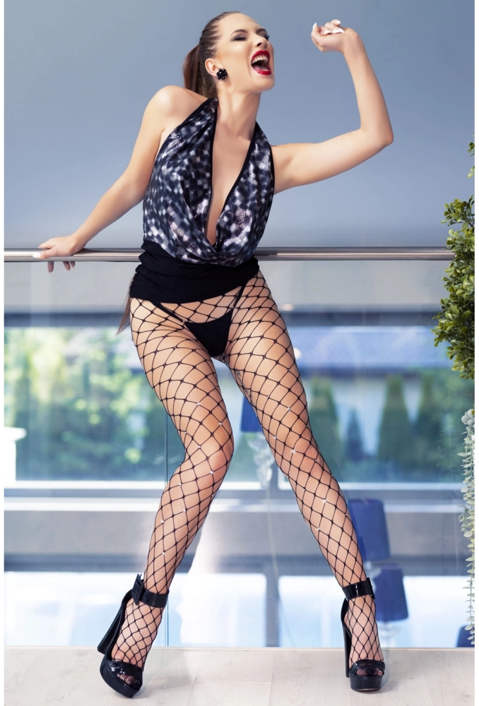 Fishnet Pantyhouse with Stones - rajstopy z kryształkami 4.webp