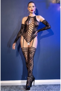 Chilirose  4657 bodystocking z rękawiczkami