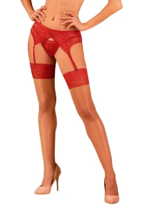 Obsessive Lacelove  - pończochy z czerwoną koronką