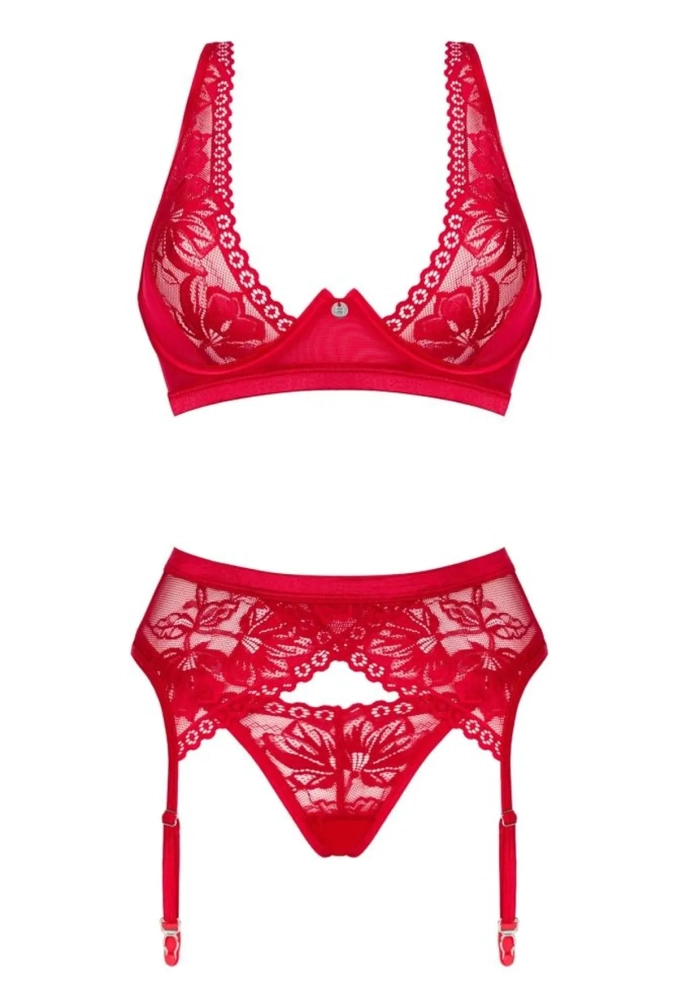 Obsessive Lacelove  - czerwony komplet z pasem 5.webp