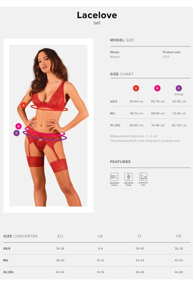 Obsessive Lacelove  - czerwony komplet z pasem 6.webp