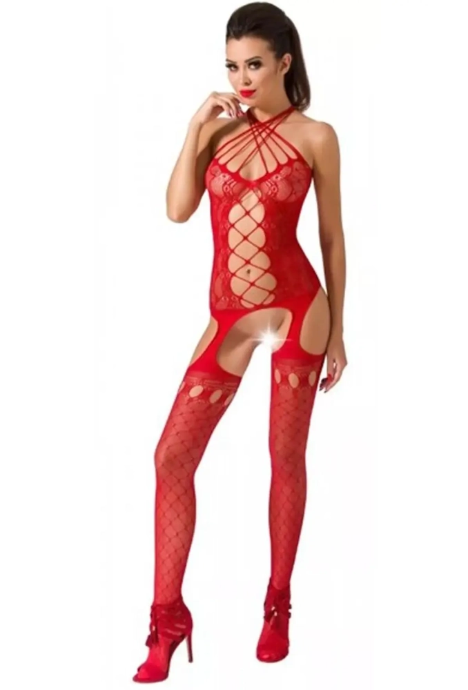 Passion  BS056 Red - czerwony bodystocking.webp