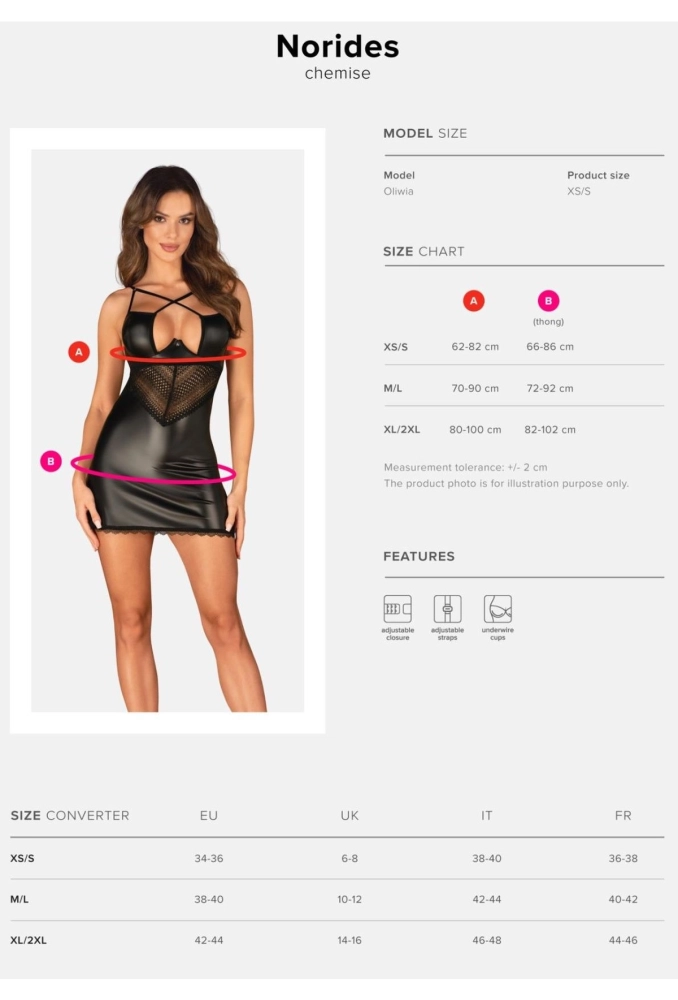 Obsessive Norides - czarna koszulka i stringi z wetlook i koronki 4.webp