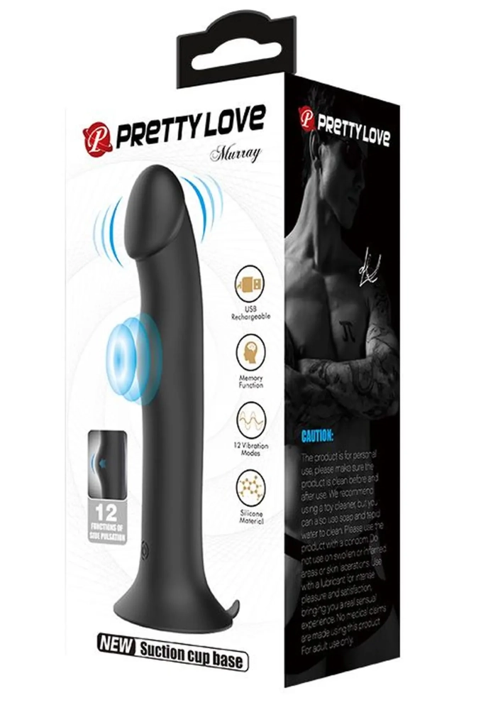 Pretty Love Murray Dildo with Vibration Black - silikonowe dildo z wibracją 2.webp