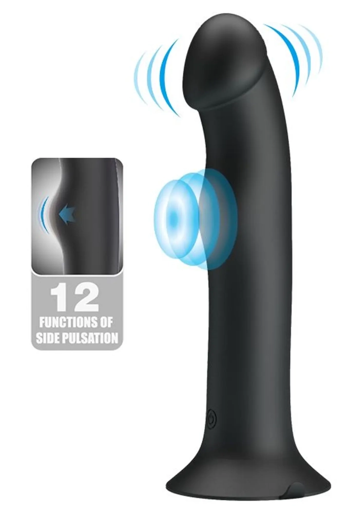 Pretty Love Murray Dildo with Vibration Black - silikonowe dildo z wibracją.webp