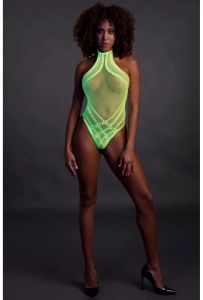 Ouch! Body with Halter Neck Neon Green - świecące w ciemności bezszwowe zielone body 
