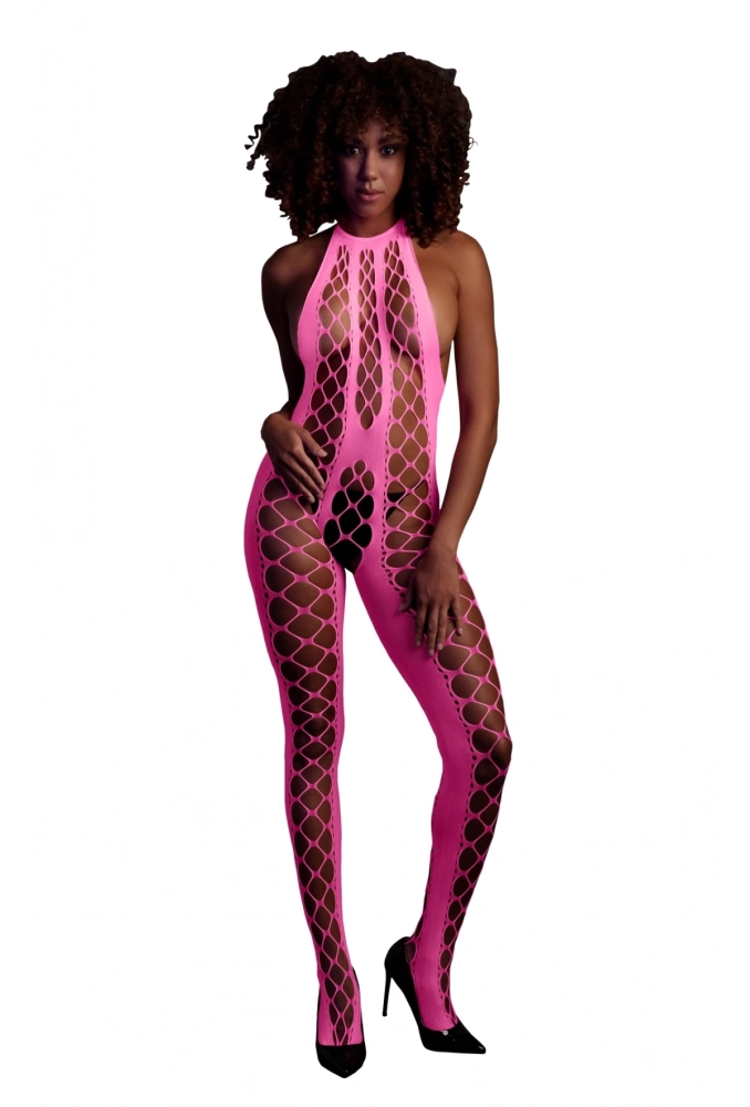 Ouch! Bodystocking with Halterneck Pink  - świecące w ciemności bezszwowe zielone bodystocking 3.webp
