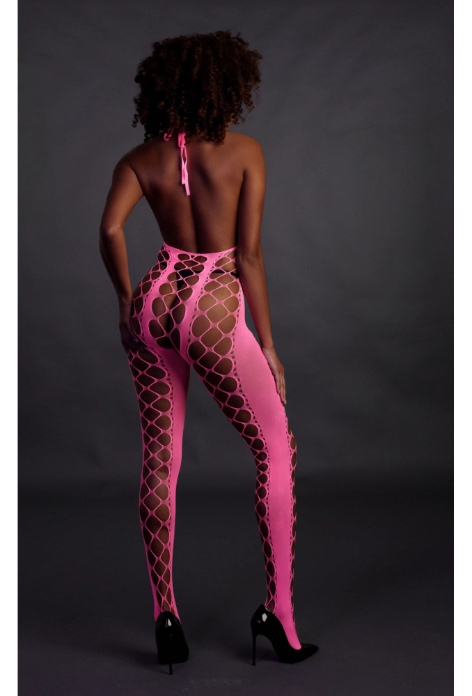 Ouch! Bodystocking with Halterneck Pink  - świecące w ciemności bezszwowe zielone bodystocking 2.webp