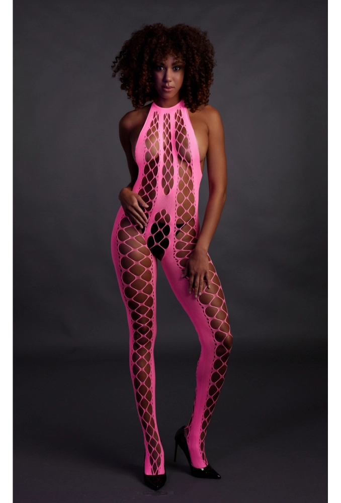 Ouch! Bodystocking with Halterneck Pink  - świecące w ciemności bezszwowe zielone bodystocking.webp