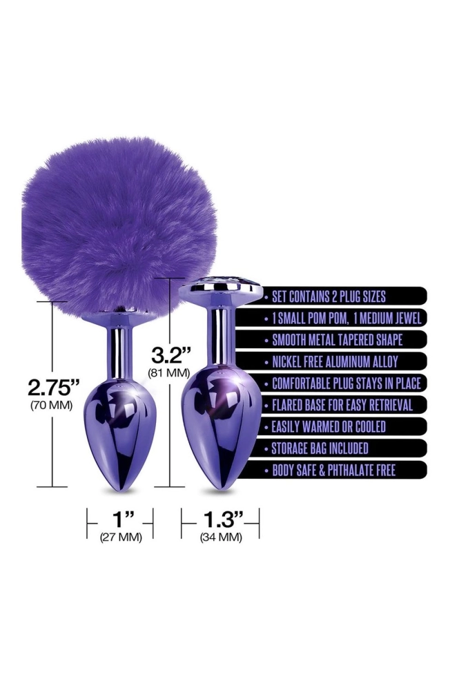 Nixie Metal Butt Plug Set Pom Pom And Jewel Inlaid Purple Metallic - zestaw korków analnych 3.webp