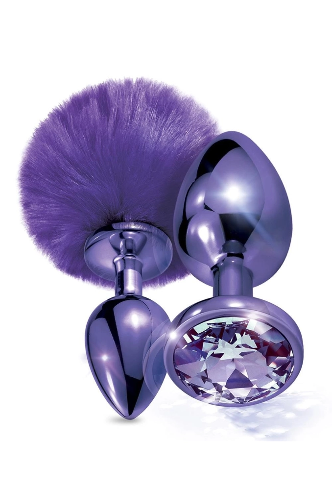 Nixie Metal Butt Plug Set Pom Pom And Jewel Inlaid Purple Metallic - zestaw korków analnych.webp