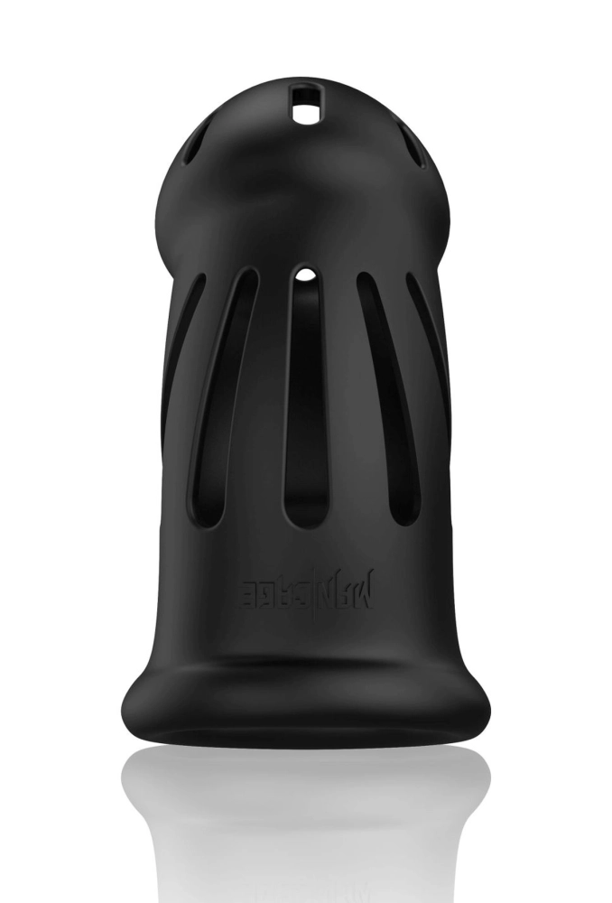Mancage Model 27 Ultra Soft Silicone Chastity Cage Black - silikonowy kaganiec na penisa 4.webp