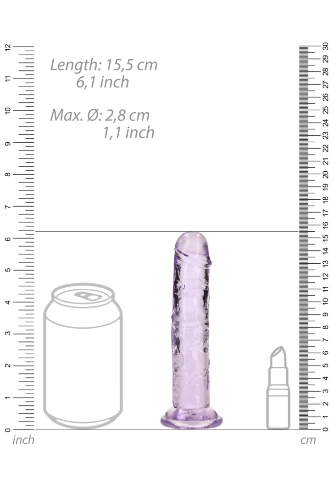 Realrock Straight Realistic Dildo with Suction Cup 6'' purple - przezroczyste dildo z przyssawką 15 cm 4.webp