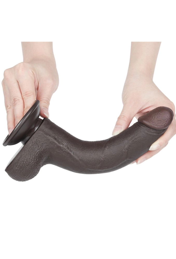 Lovetoy Sliding Skin Dual Layer Dong Black 8,5 - czarne dildo z ruchomą skórką i jądrami 4.webp