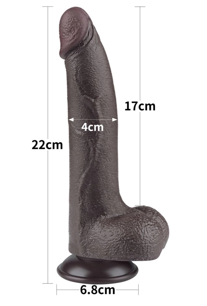 Lovetoy Sliding Skin Dual Layer Dong Black 8,5 - czarne dildo z ruchomą skórką i jądram 3.webp