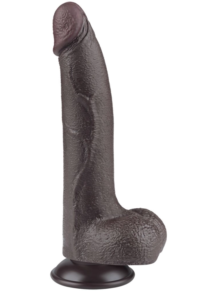 Lovetoy Sliding Skin Dual Layer Dong Black 8,5 - czarne dildo z ruchomą skórką i jądram.webp