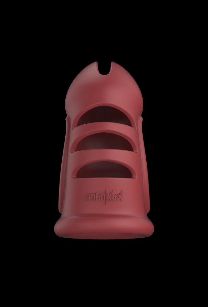 Mancage Model 27 Ultra Soft Silicone Chastity Cage Red - silikonowy kaganiec na penisa 4.webp