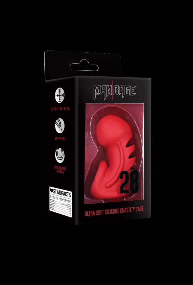Mancage Model 27 Ultra Soft Silicone Chastity Cage Red - silikonowy kaganiec na penisa 5.webp
