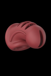 Mancage Model 27 Ultra Soft Silicone Chastity Cage Red - silikonowy kaganiec na penisa