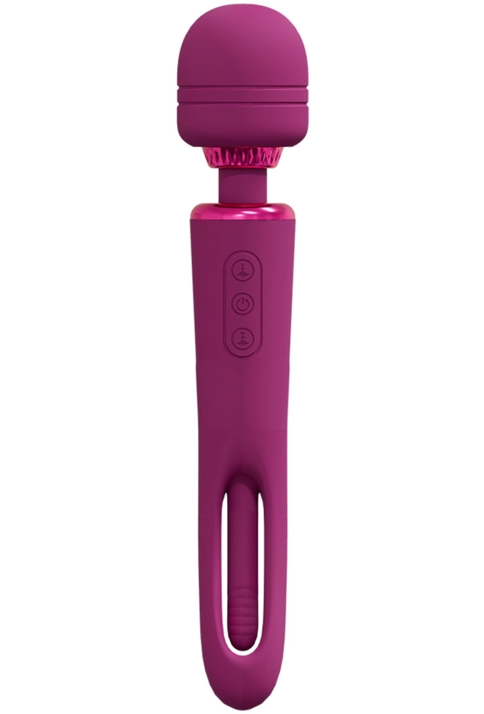 Vive Kiku Pink Rechargeable Double Ended Wand with Innovative G-Spot Flapping Stimulator Pink - dwustronny masażer do ciała 2.webp
