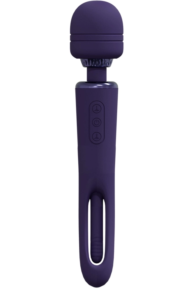Vive Kiku Pink Rechargeable Double Ended Wand with Innovative G-Spot Flapping Stimulator Purple - dwustronny masażer do ciała2.webp