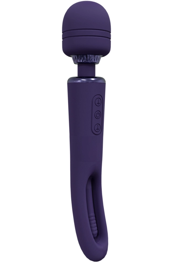 Vive Kiku Pink Rechargeable Double Ended Wand with Innovative G-Spot Flapping Stimulator Purple - dwustronny masażer do ciała.webp