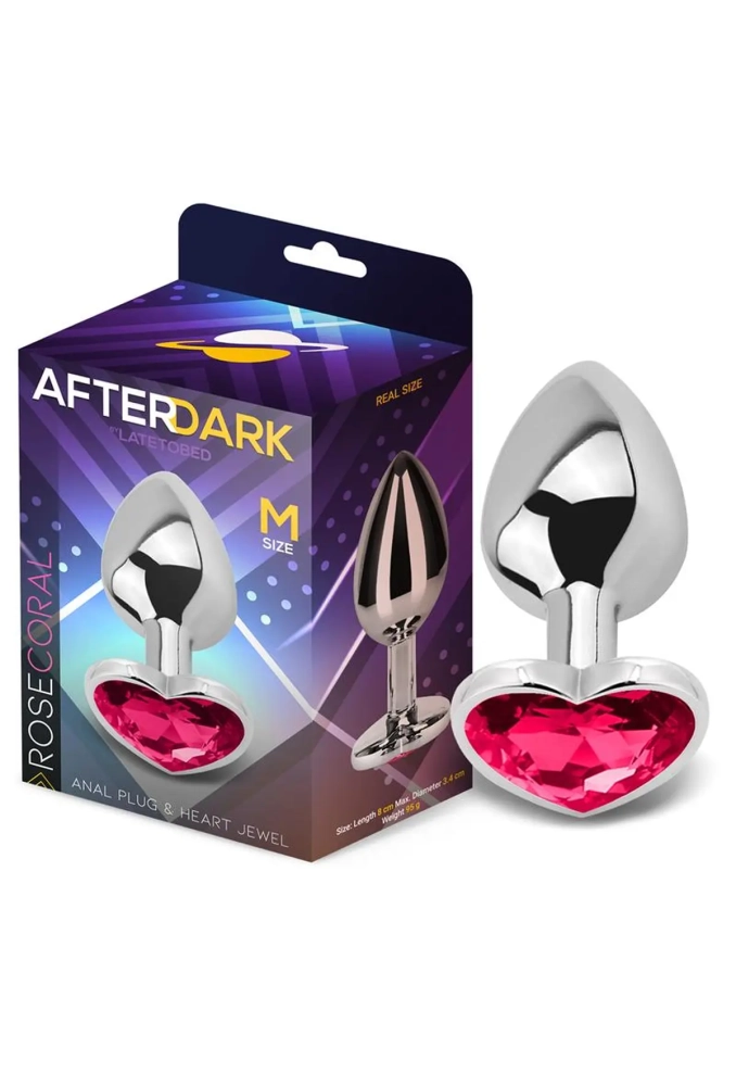 Afterdark Heart Butt Plug Rose Coral M - metalowy korek analny z kryształkiem 2.webp