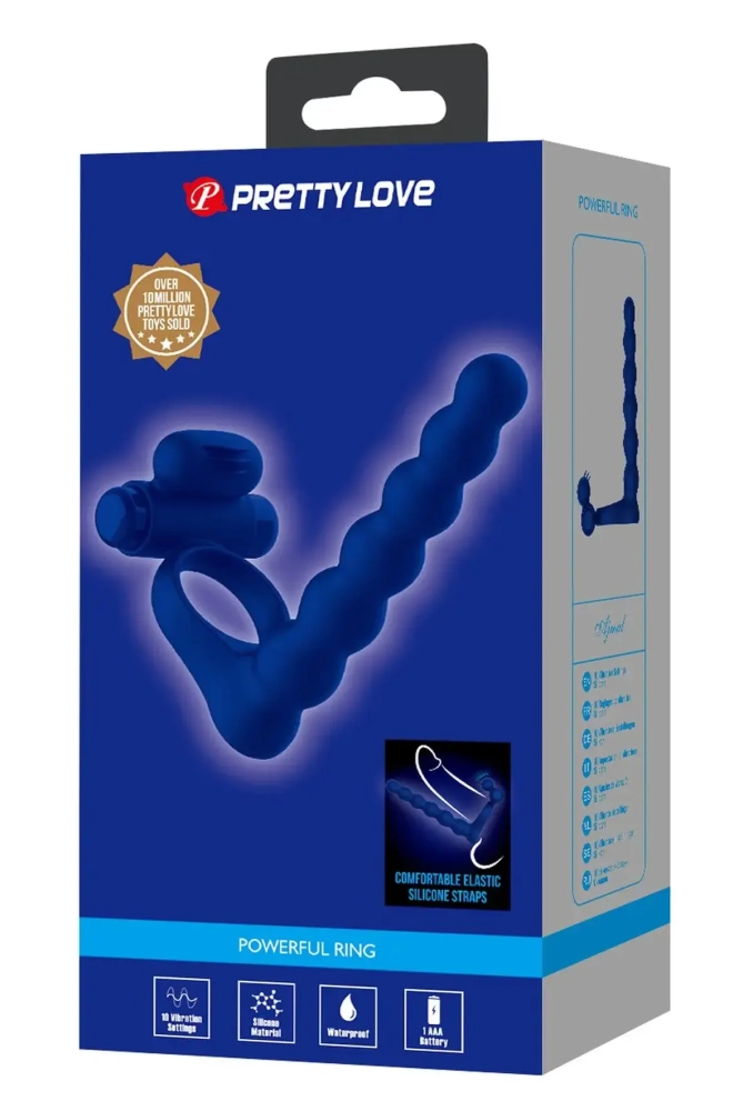 Pretty Love Ajmal - wibrujący pierścień erekcyjny z koralikami analnymi.webp
