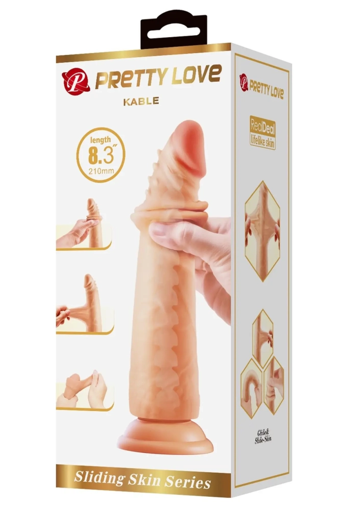 Pretty Love Kable 8,3 - dildo z ruchomą skórką i przyssawką.webp