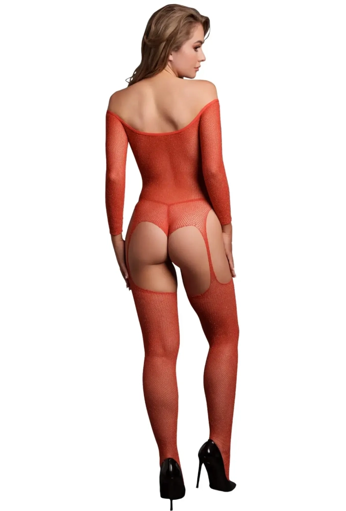 Le Desir  bodystocking z odkrytymi ramionami w kolorze czerwonym 2.webp