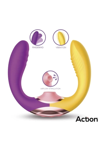 Action Two Lovers - podwójny wibrator ze stymulatorem falami powietrza