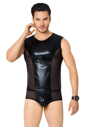 Męski komplet bielizny z wetlook - koszulka i szorty