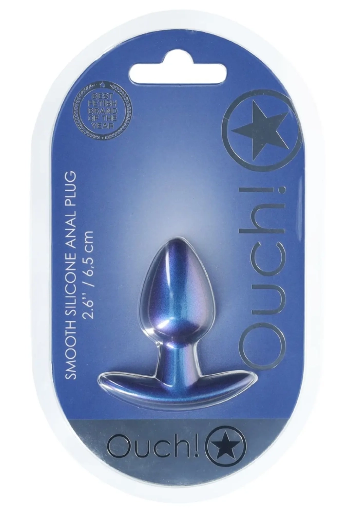 Ouch! Smooth Silicone Anal Plug Small Metallic Blue - silikonowy korek analny 2.webp