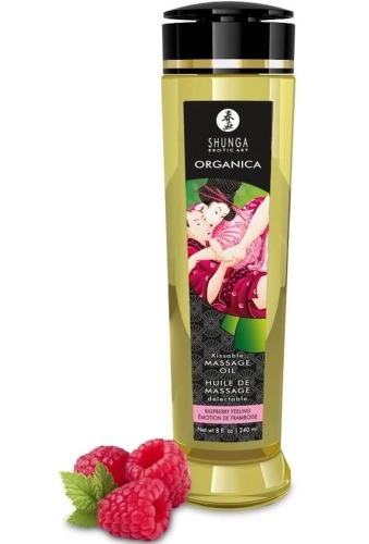 SHUNGA Kissable ORGANICA Raspberry Feeling 240 ml  - jadalny olejek do masażu
