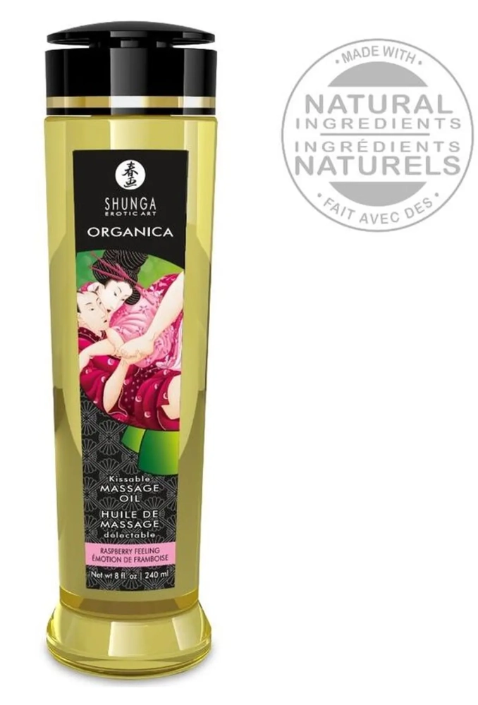 SHUNGA Kissable ORGANICA Raspberry Feeling 240 ml - jadalny olejek do masażu 2.webp