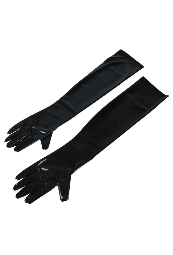 Cottelli Gloves Wetlook S-L - długie rękawiczki z wetlook 3.webp