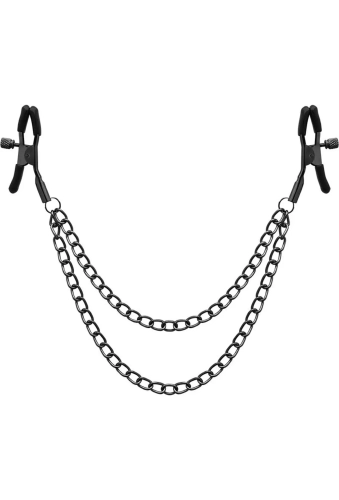 Begme Black Edition Premium Nipple Clamps - klipsy na sutki z łańcuszkiem