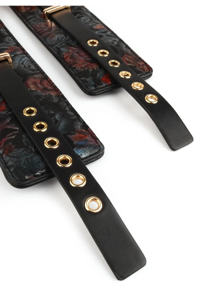 Geisha Floral Jacquard Ankle Cuffs - kajdanki na nogi 3.webp