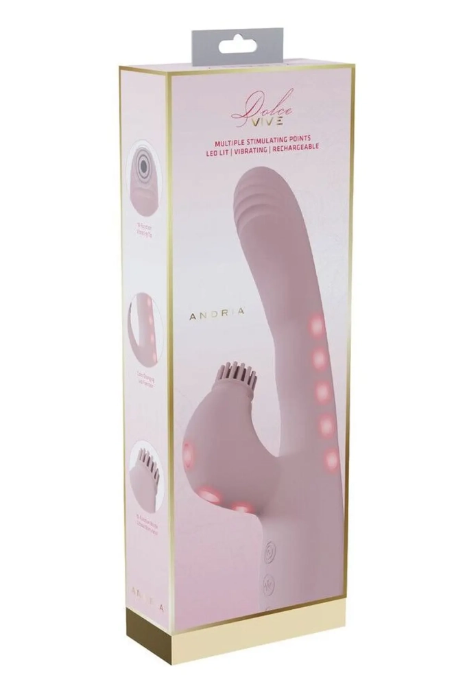 Dolce Vive Andria Pink - Wibrujący stymulator łechtaczki z funkcją stymulacji pulsacyjnej i podświetleniem LED.webp