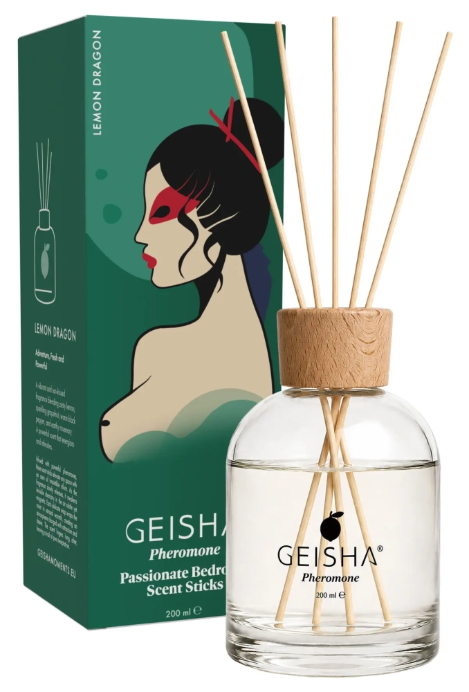 Geisha Pheromone Bedroom Scent Sticks Lemon Dragon 200 ml - feromony dla obojga.webp